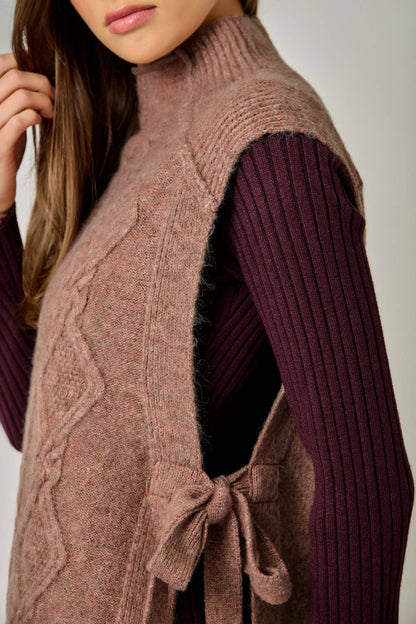 Cable Knit Mohair Side Tie Vest
