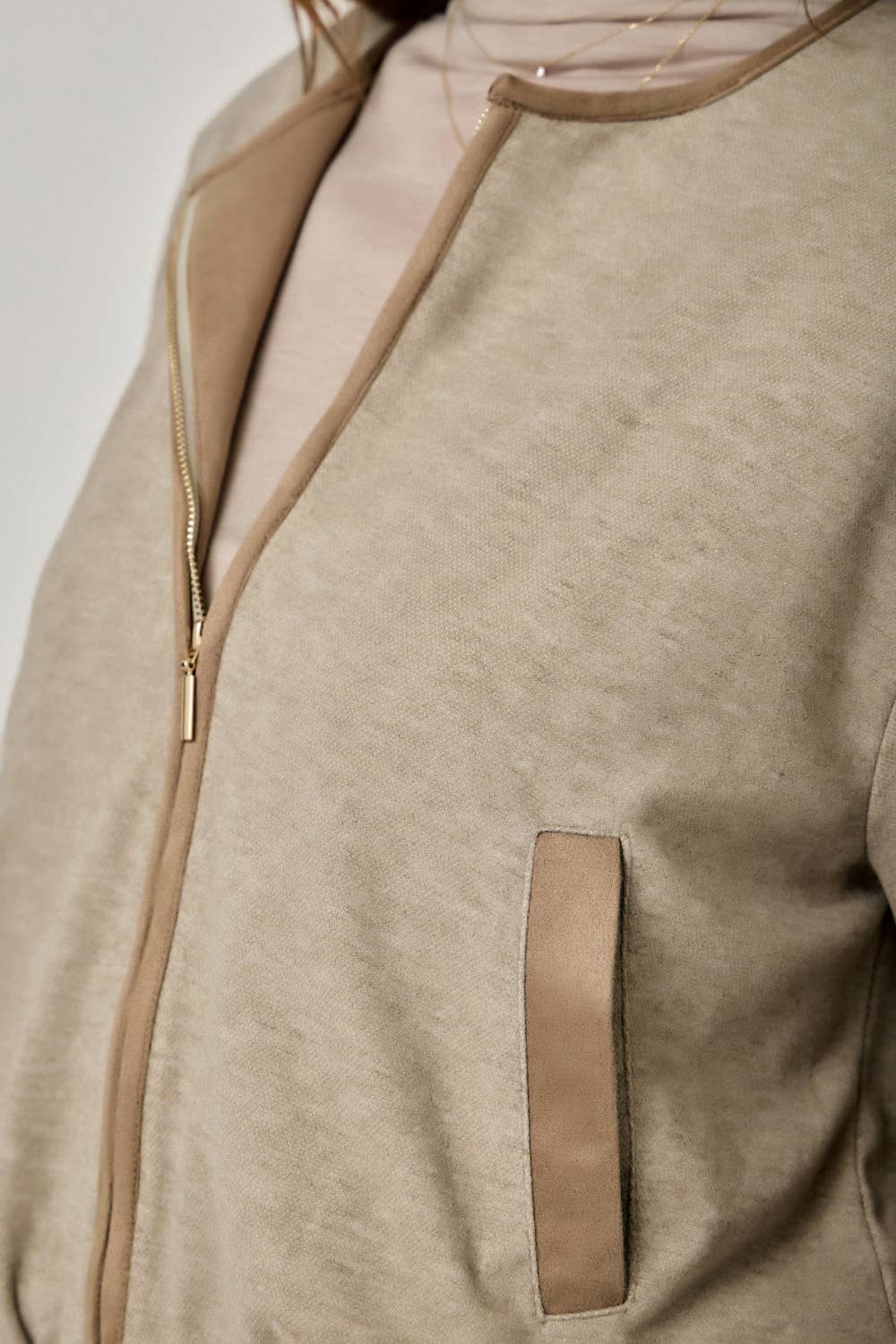 Suede Accent Bubble Hem Jacket