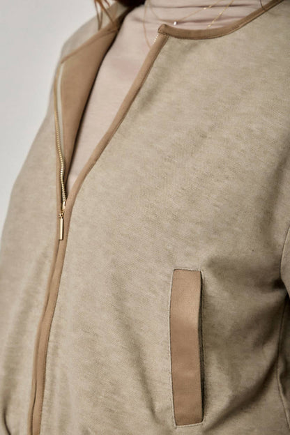Suede Accent Bubble Hem Jacket