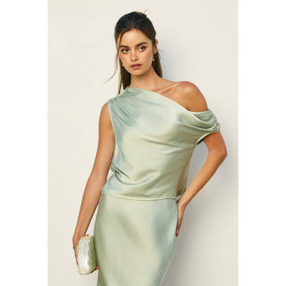 Satin Asymmetrical One Shoulder Top