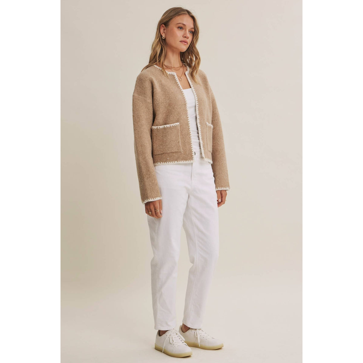 CRISP AIR SOFT BRUSH WOOL BLEND SWEATER CARDIGAN JACKET