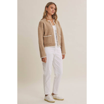 CRISP AIR SOFT BRUSH WOOL BLEND SWEATER CARDIGAN JACKET