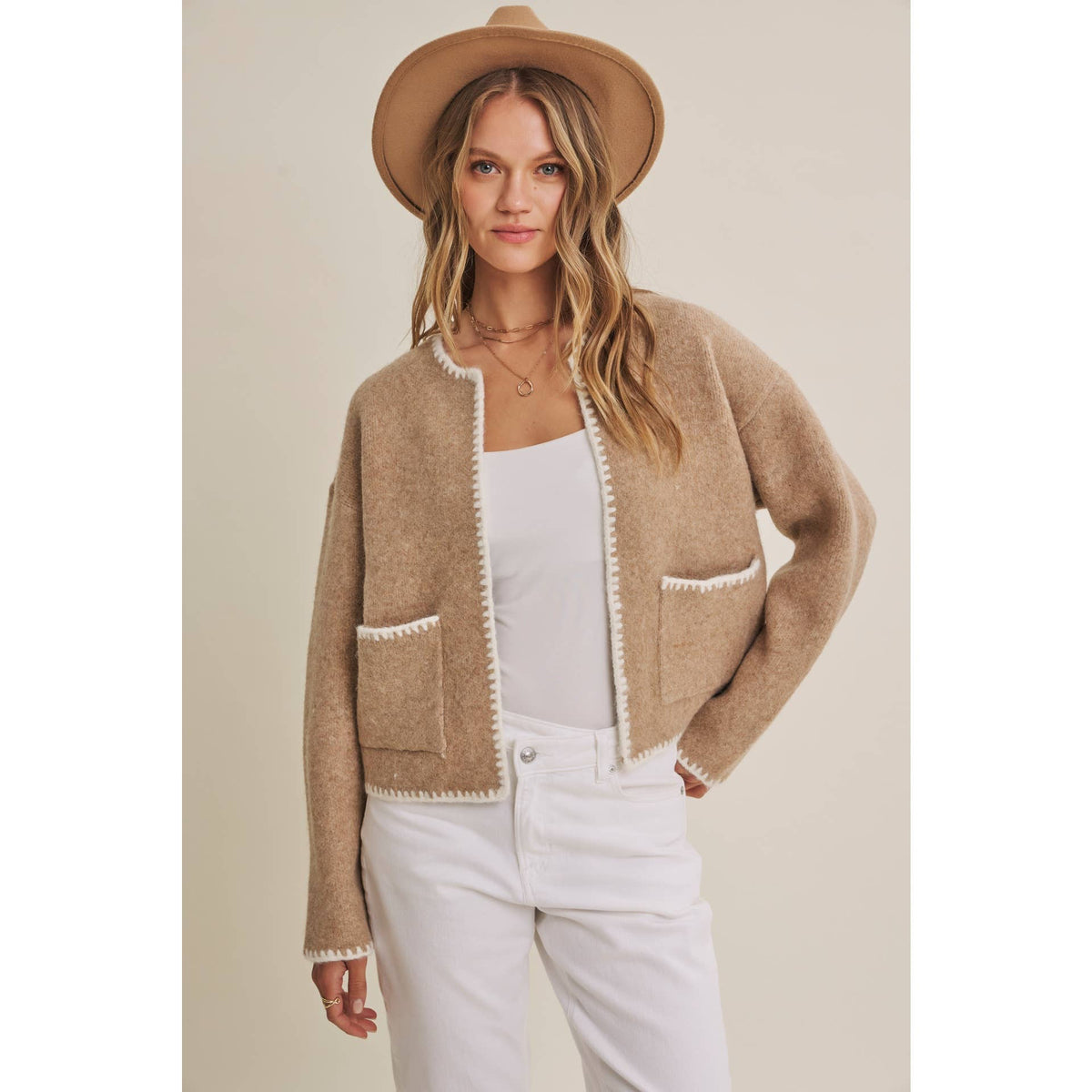 CRISP AIR SOFT BRUSH WOOL BLEND SWEATER CARDIGAN JACKET