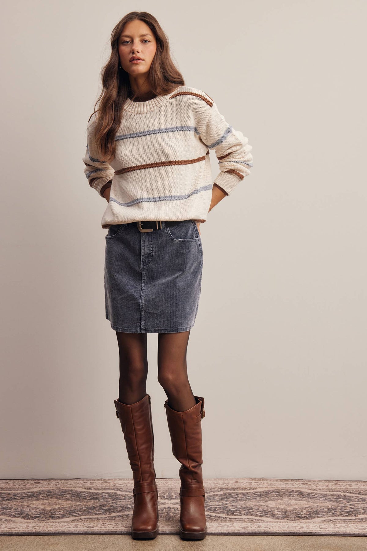 Stretch Corduroy Mini Skirt
