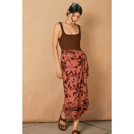 Floral Midi Wrap Skirt