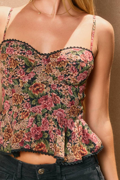 Vintage Rose Lurex Flared Cami Top