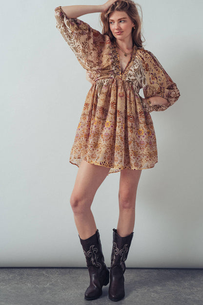Boho Smocked Waist Mini Dress