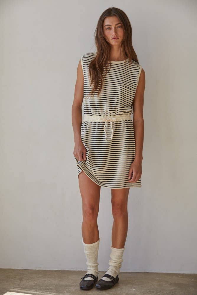 Knit Striped Sleeveless Mini Dress