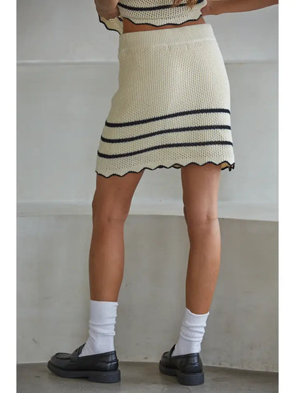 Crochet Striped Tie-Front Skirt