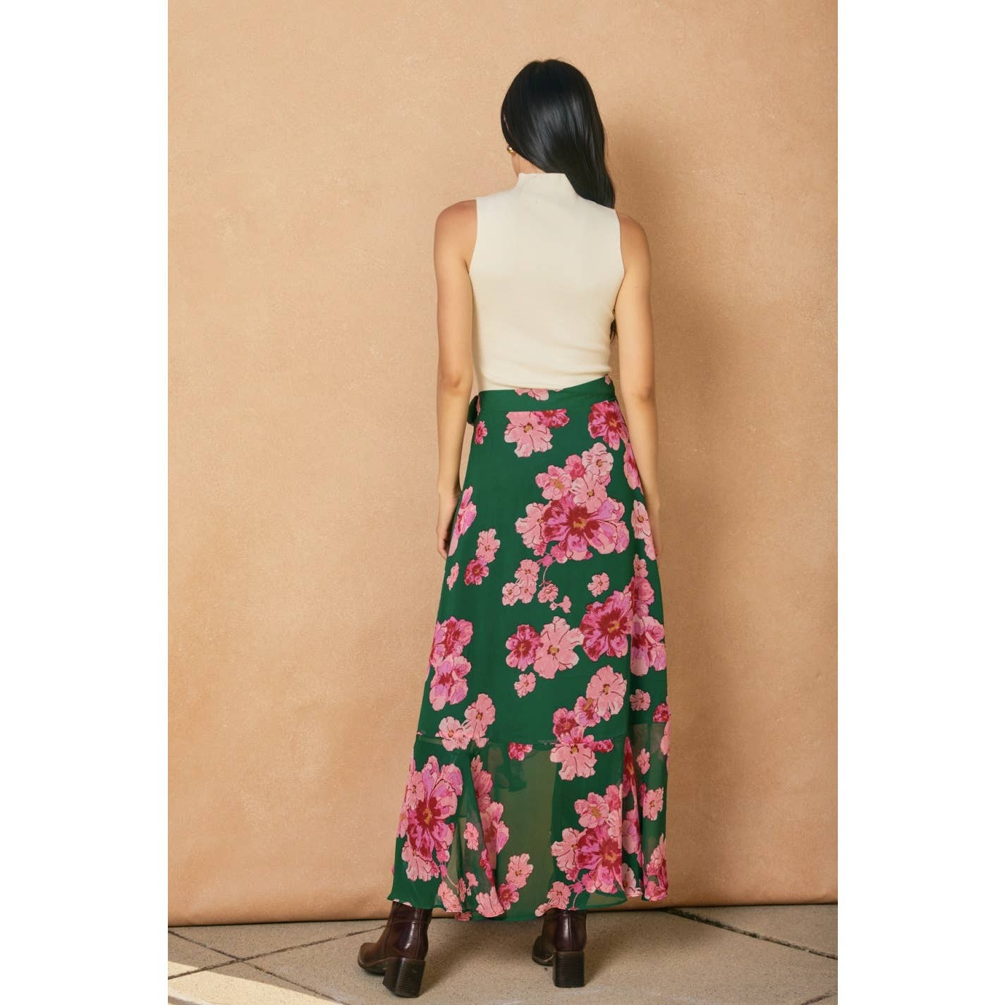 Desert Bloom Ruffled Hem Wrap Skirt