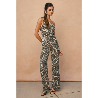Tropical Leaf One Shoulder Asymmetrical Top