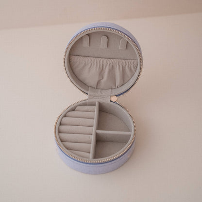 Travel Jewellery Case in Lilac Linen