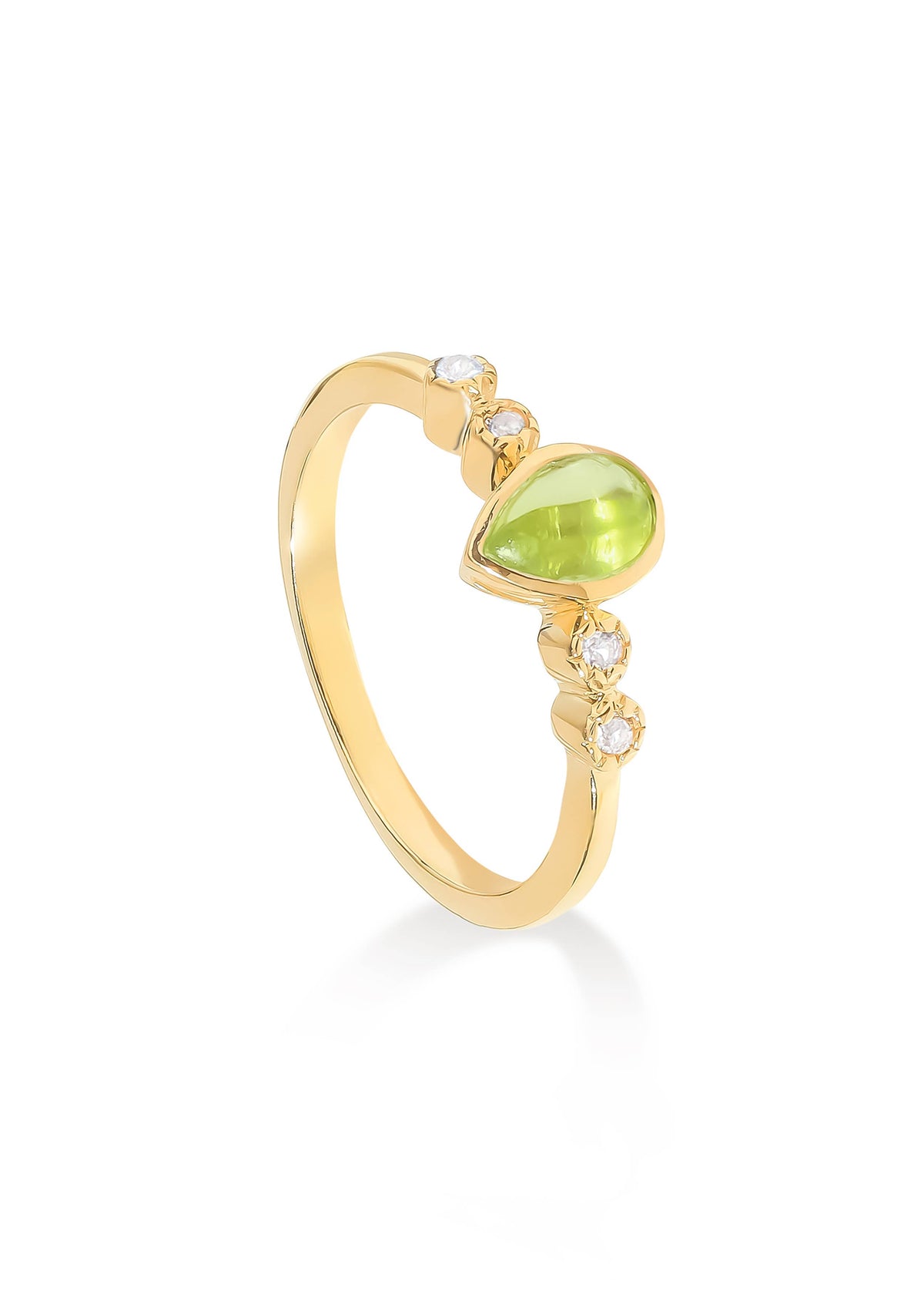 Gold Plated 925 Silver Peridot Teardrop Ring