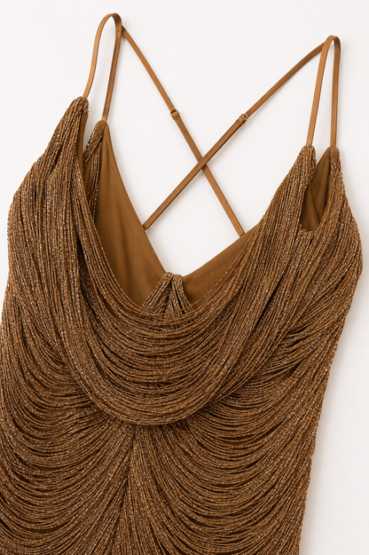 THIN STRAP TASSEL MAXI DRESS