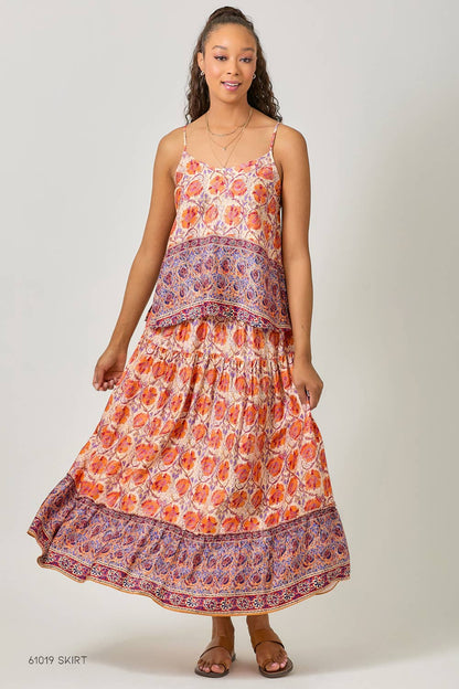 Adjustable Shoulder Strap Border Print Cami
