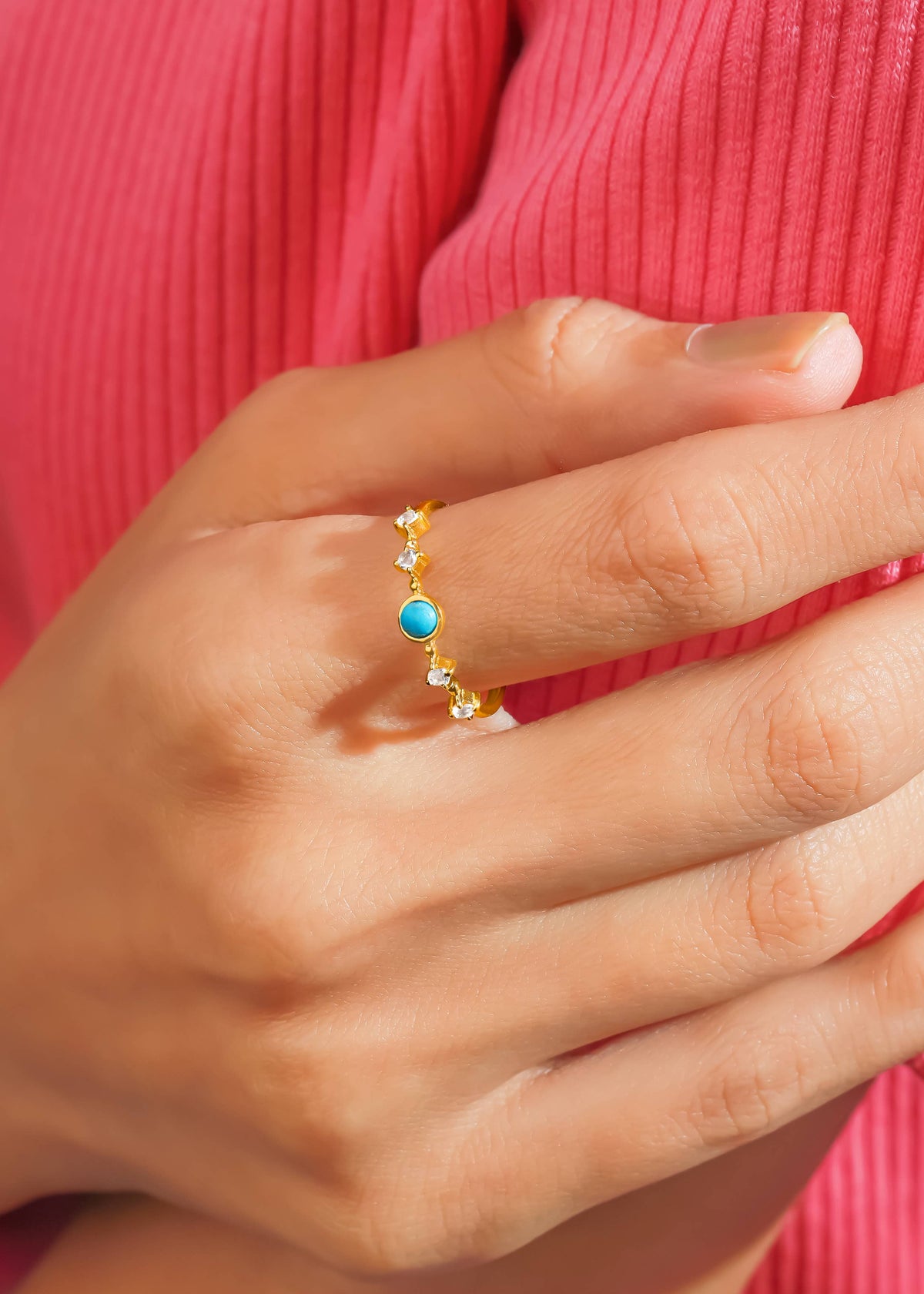 Gold Plated 925 Silver Arizona Turquoise Whisper Ring