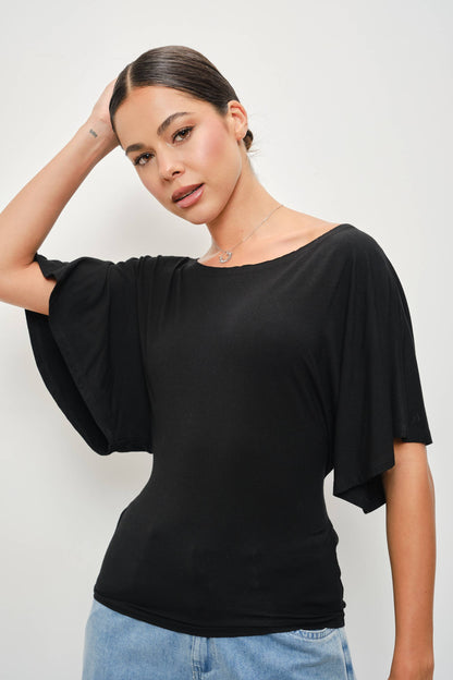LANA BOAT NECK TIE BACK KNIT TOP