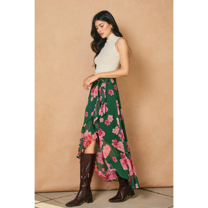Desert Bloom Ruffled Hem Wrap Skirt