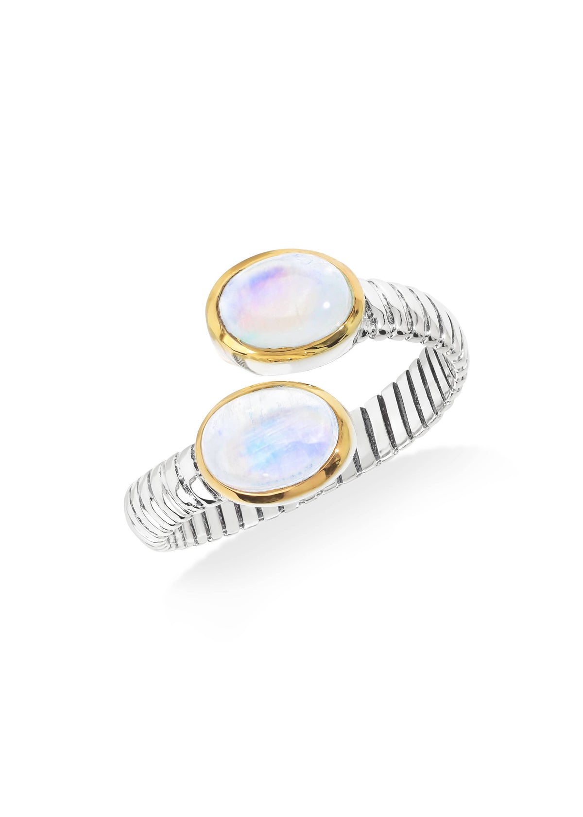 925 Sterling Silver Rainbow Moonstone Open-Ended Ring