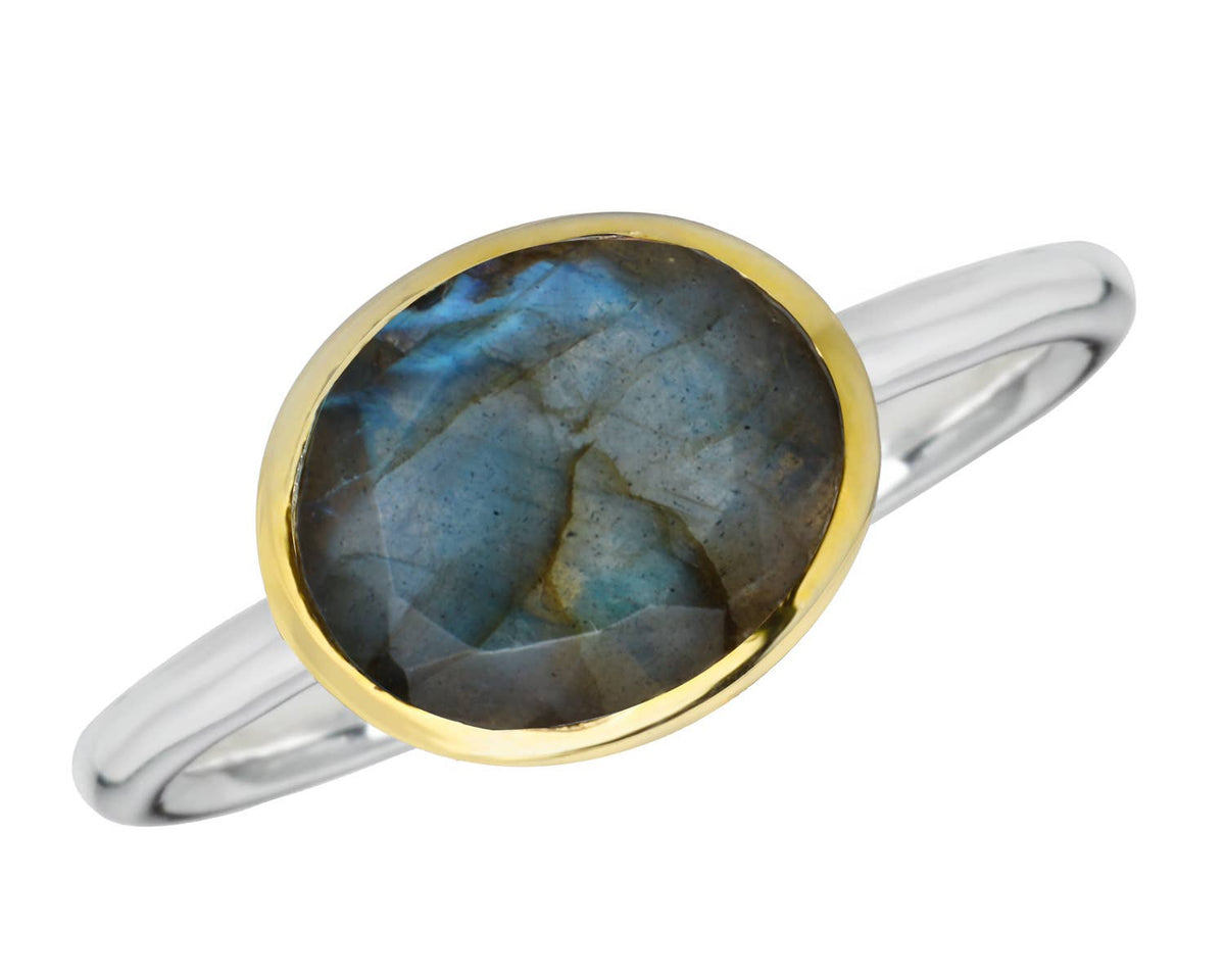 14k Gold Over 925 Sterling Silver Labradorite Ring