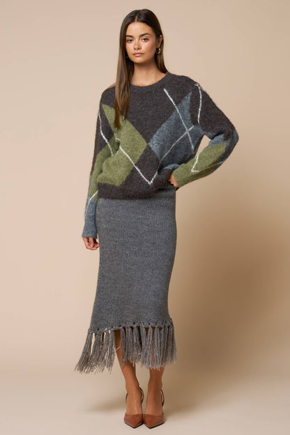 Argyle Long Sleeve Crewneck Sweater