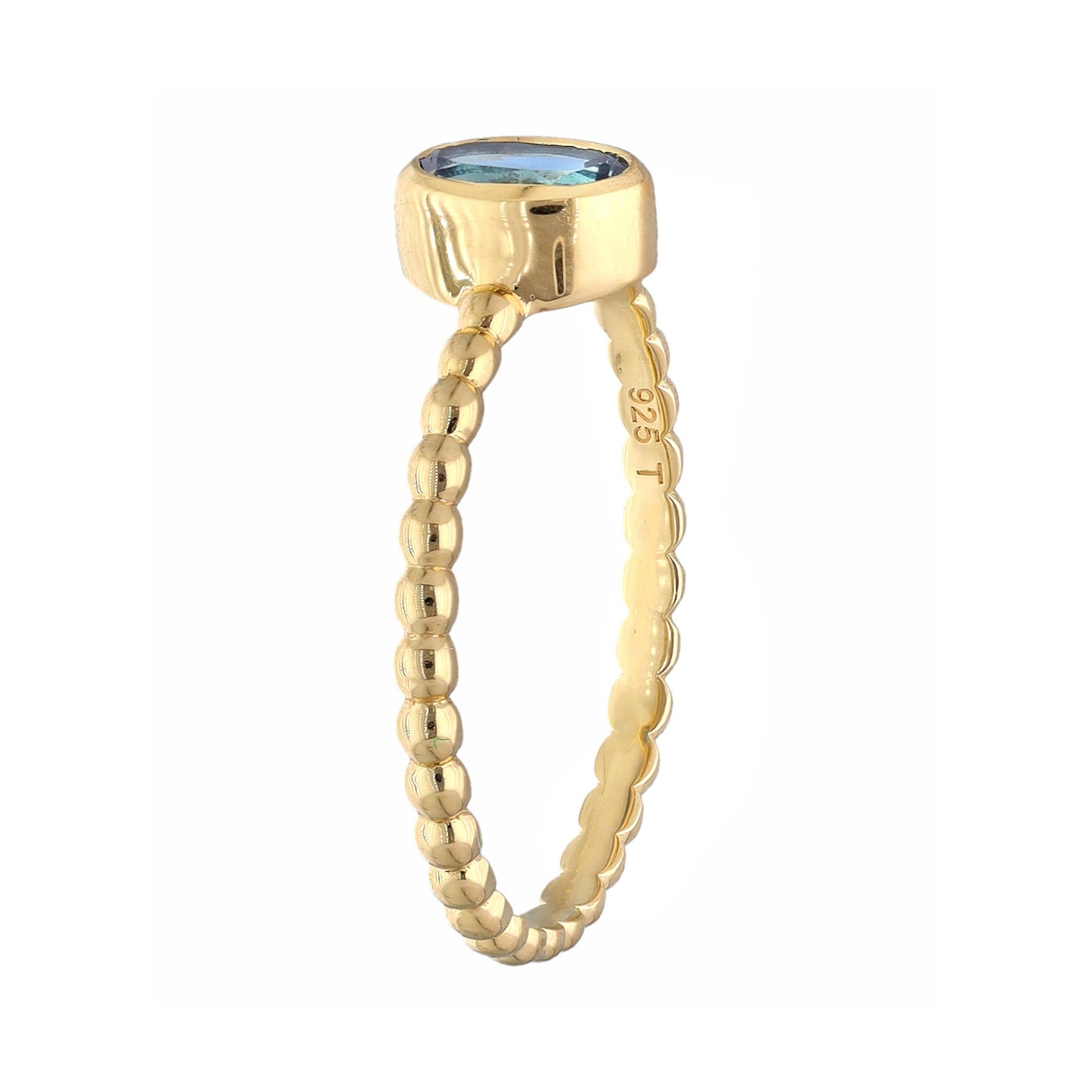 14K Gold Plated Silver London Blue Topaz Solitaire Ring
