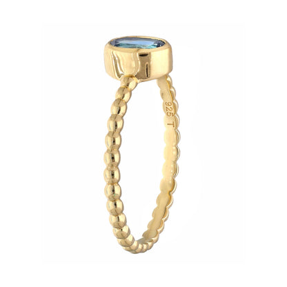 14K Gold Plated Silver London Blue Topaz Solitaire Ring