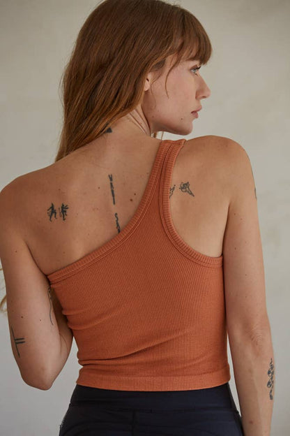 Seamless One Shoulder Ribbed Top