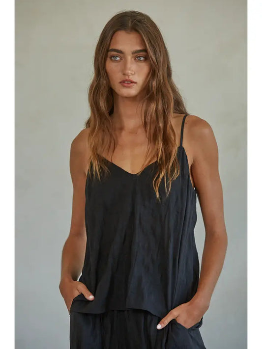 Woven Black Tank