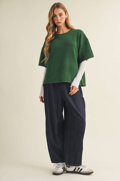 Center-Seam Boxy Drop-Shoulder Pullover