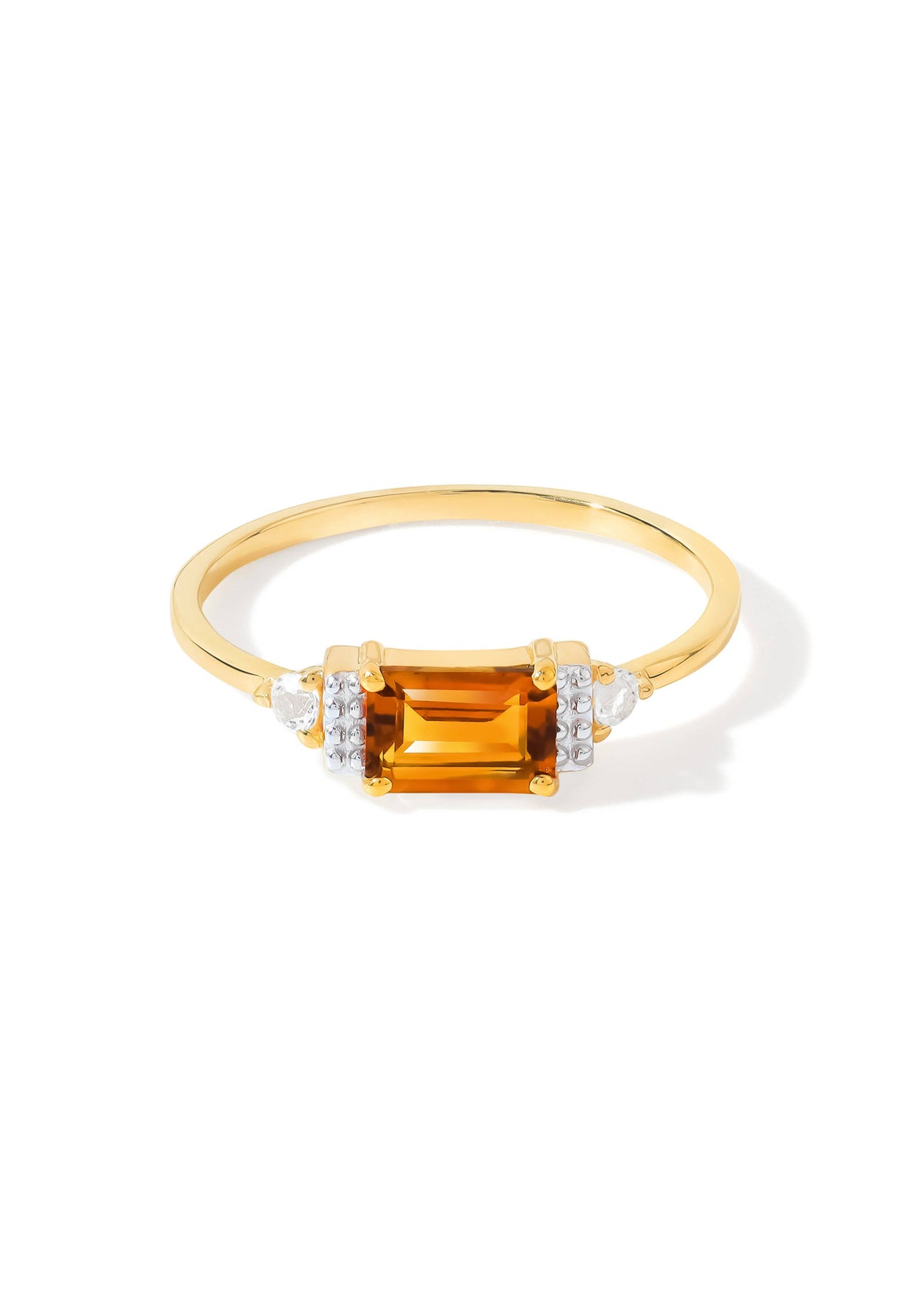 Gold Plated 925 Silver Madeira Citrine Sovereign Ring