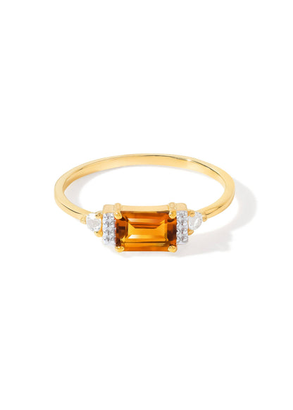 Gold Plated 925 Silver Madeira Citrine Sovereign Ring