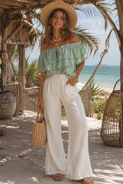 Off-Shoulder Tiered Ruffle Top