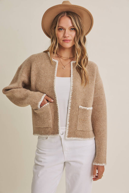 CRISP AIR SOFT BRUSH WOOL BLEND SWEATER CARDIGAN JACKET