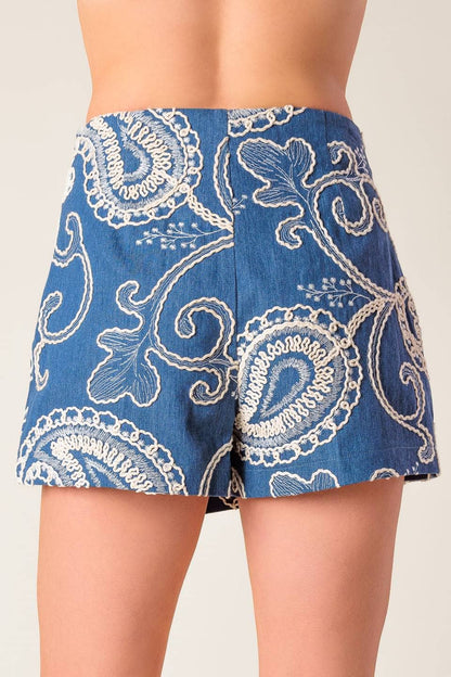 A textured woven skort