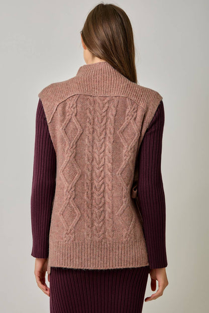 Cable Knit Mohair Side Tie Vest