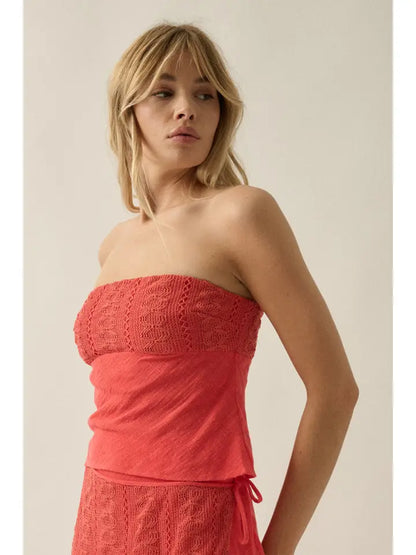Lace Crochet Strapless Top