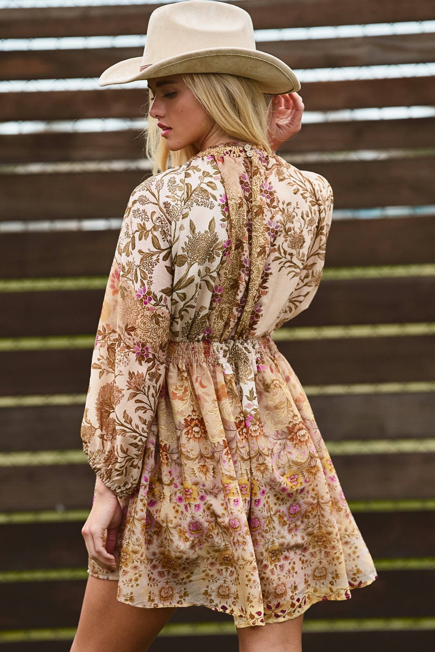 Boho Smocked Waist Mini Dress