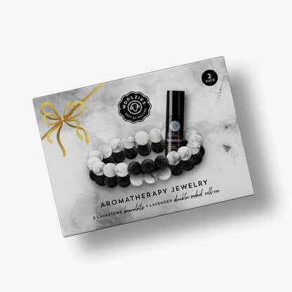 Aromatherapy  Lavastone Bracelet Set 2 BRACELETS ONE ROLL ON