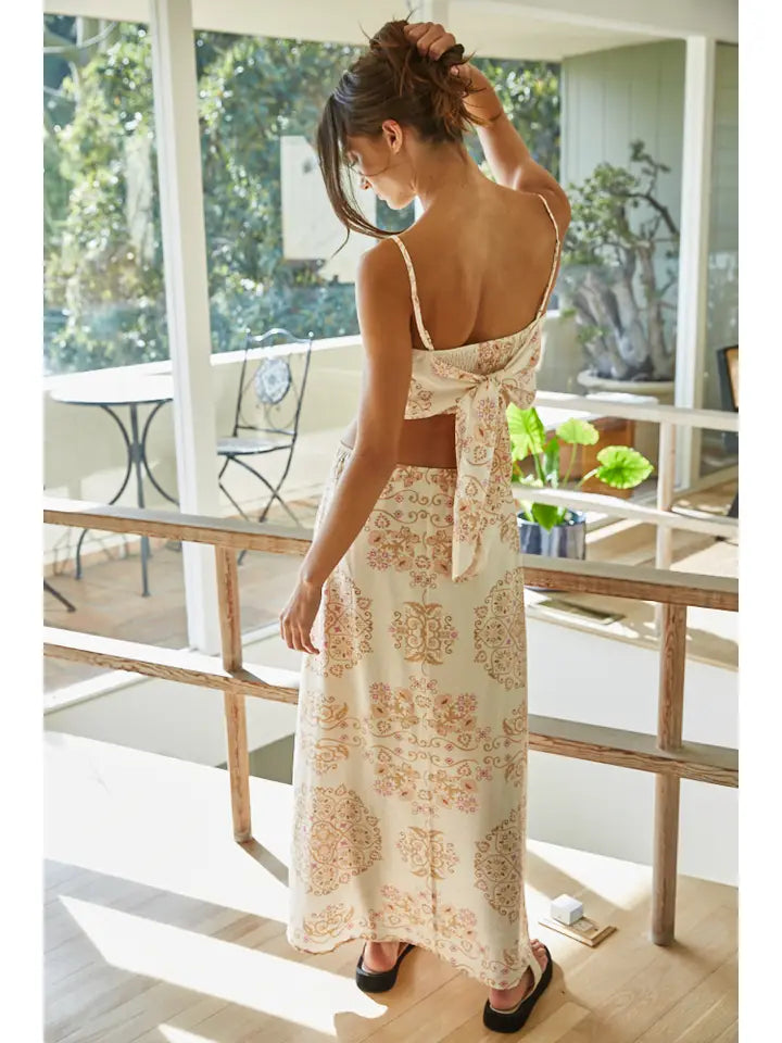 Mandala Floral Tie Top