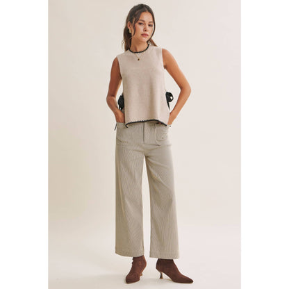 EFFORTLESS WEEKEND SIDE RIBBON TIE WHIPSTITCH SWEATER VEST