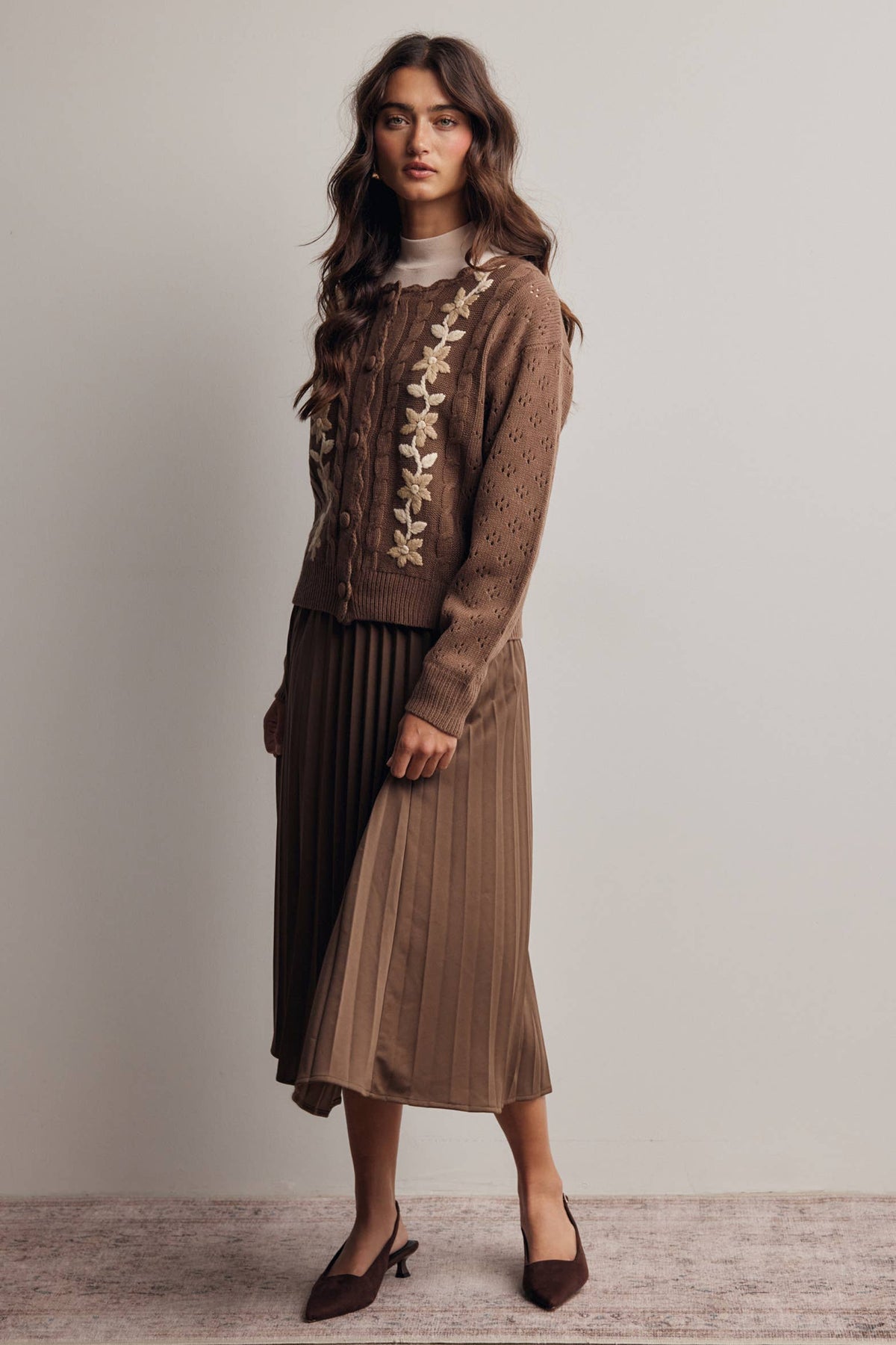 Floral Embroidered Knit Cardigan