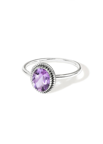 925 Silver Twilight Bloom Amethyst Gemstone Ring
