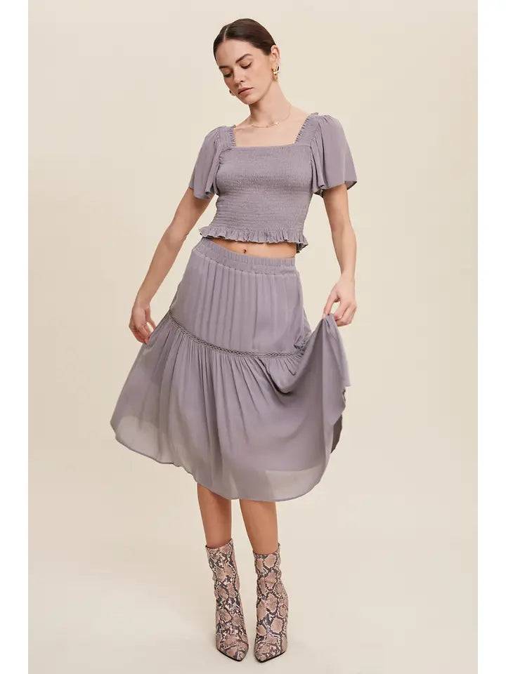 Smocked Crop Top & Tiered Skirt Set