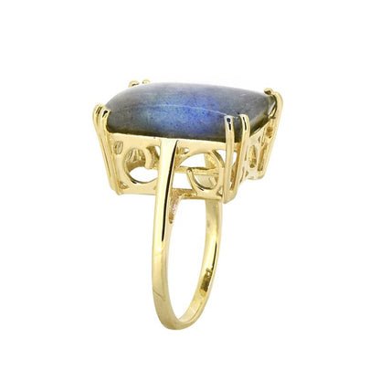 Gold Plated Over Silver Labradorite Aetherlight Crest Ring