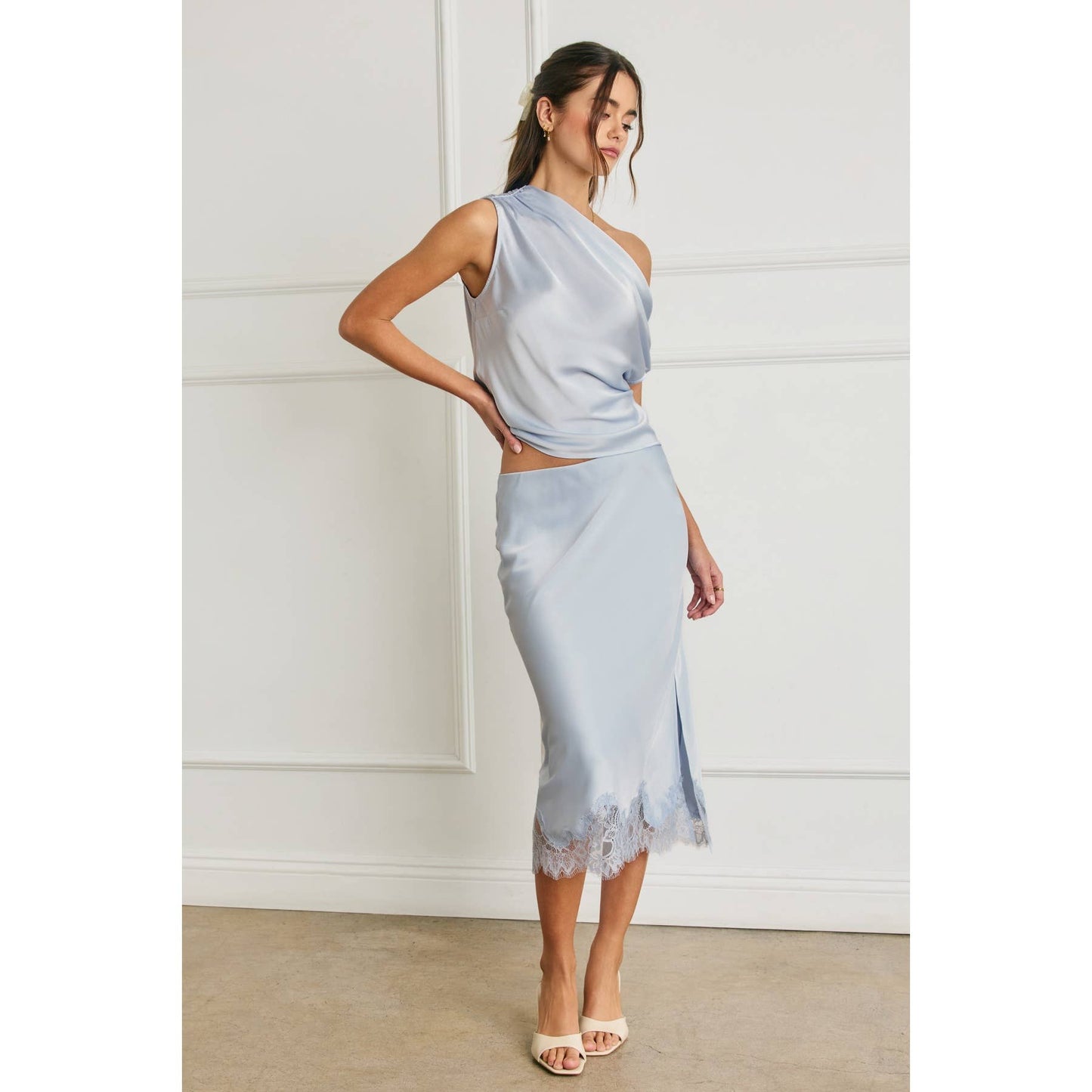 Satin Asymmetrical One Shoulder Top