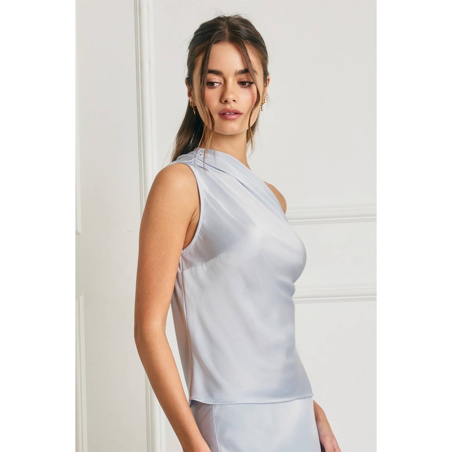 Satin Asymmetrical One Shoulder Top