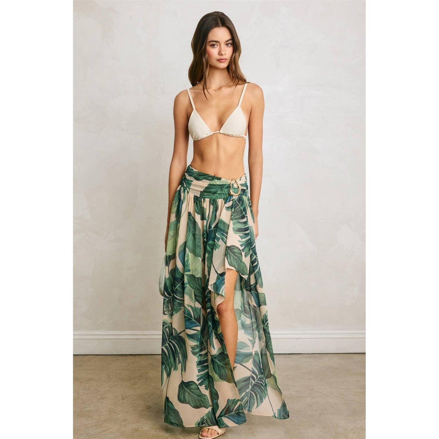 Hidden Oasis Metal Trim Maxi Skirt