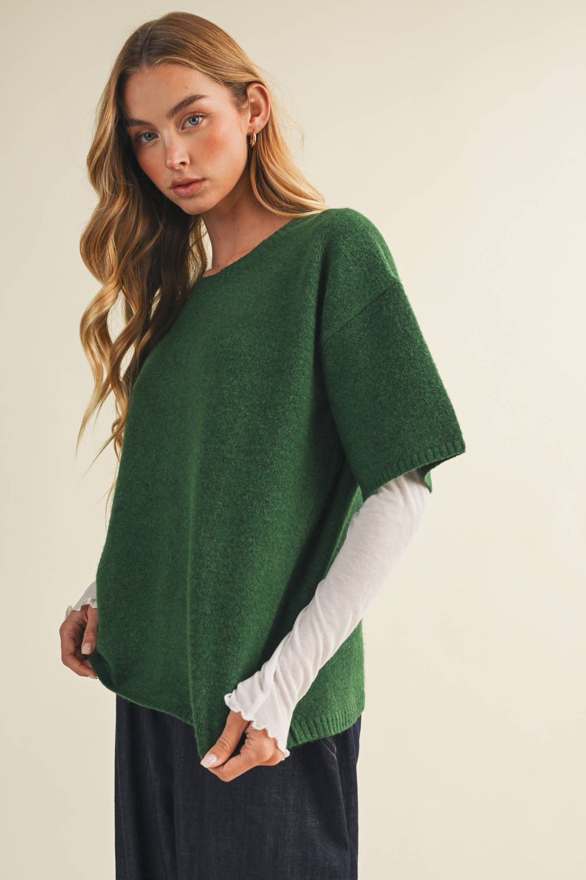 Center-Seam Boxy Drop-Shoulder Pullover