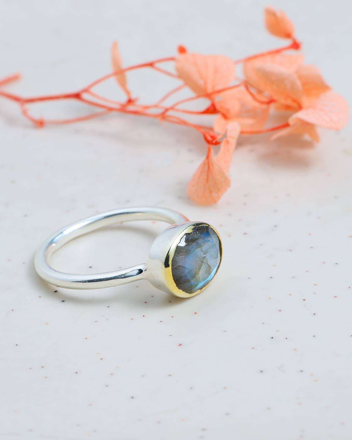 14k Gold Over 925 Sterling Silver Labradorite Ring